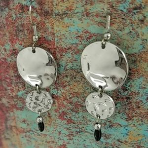 Pierced Earrings in Bright Silver Tone